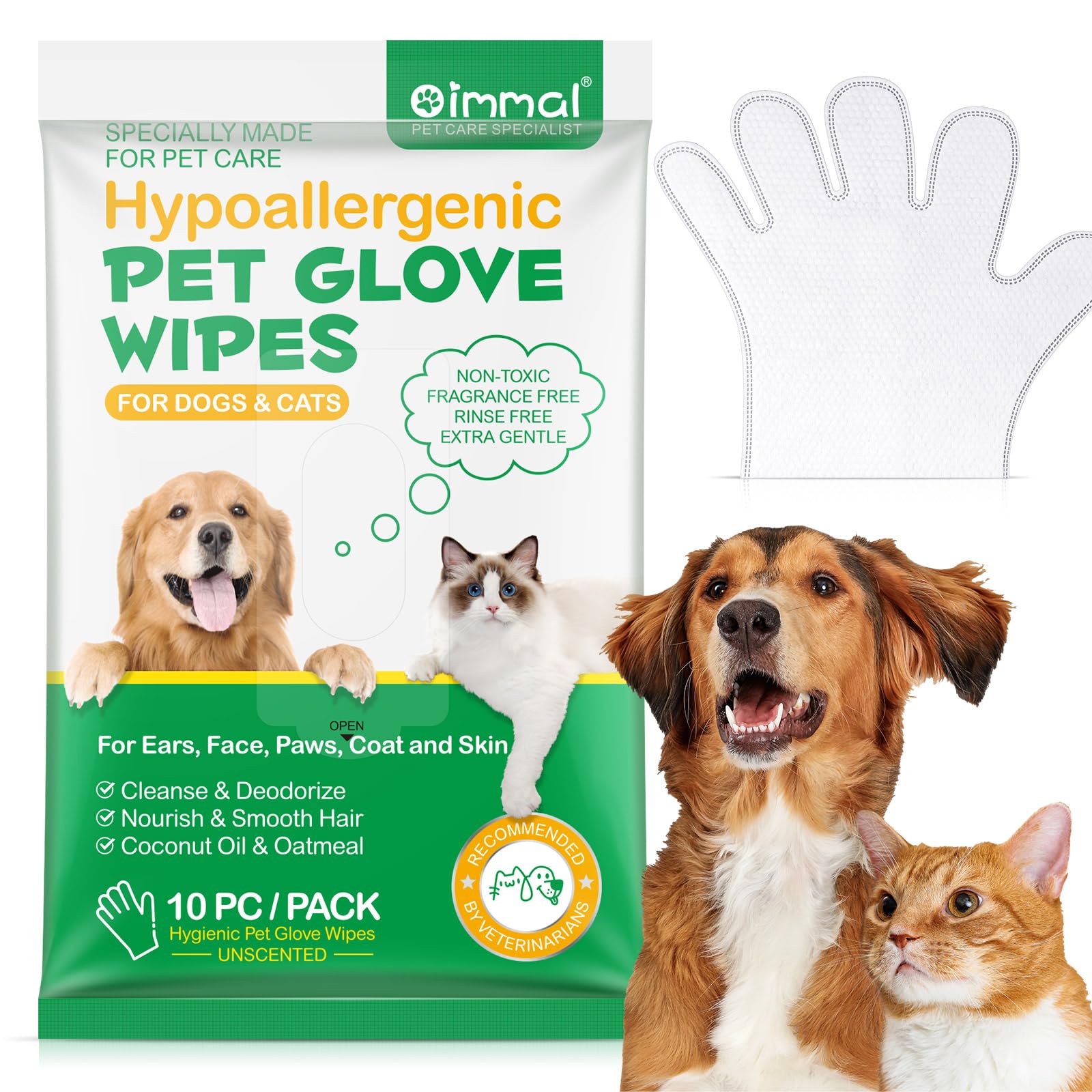 Photo 1 of ***2 pack**Pet Cleaning Glove Wipes?10 PC Gentle Deodorizing Cleaning Wipes for Dog and Cat Pet Wipes with Coconut Oil and Oatmeal Suitable for Bath, Rooms, Lawns, Outdoor Daily Skin Care (10 counts (pack of 1))