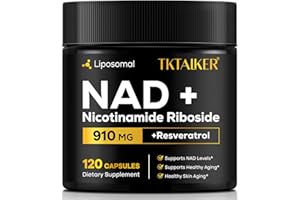 TKTALKER NAD Supplement, NAD Resveratrol Supplement + Nicotinamide Riboside, NMN Alternative Liposomal NAD+ for Women & Men, Support Cellular Health, Stamina & Healthy Aging - 120 Capsules
