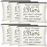 Xuniea 6 Pcs Friendship Gifts for Women Bulk Friendship Cosmetic Makeup Bag for Girl Travel Pouch Friend BFF Birthday Gifts(Star Pattern)