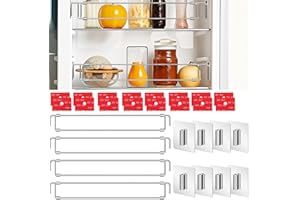 WINRAIN Adjustable RV Fridge Bars - Stainless Steel Tension Rods 12.44"-22.63", Extendable Design-Prevent Messy Spills While Traveling-RV Refrigerator Accessories for Food and Drink Stabilization(4 Pack)