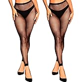 K BKVAVA Women's 2 Pairs Footless Fishnet Tights, Footless Fishnet Stockings High Waisted Mesh Wide Tights