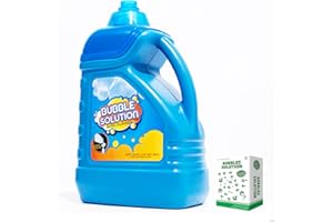 OMNISAFE 64 Oz Concentrated Bubble Solution, 1.89 L Easy-Grip Bottle Bubble Refill, with Easy Pour Funnel and 7-Hole Wand, Big Bubble Liquid for Bubble Machine Toy