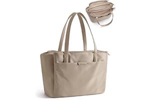BAGSMART Tote Bag for Women with Zipper, 3-Compartment Laptop tote for Work, Shoulder Bag Handbag Teacher Tote for Travel