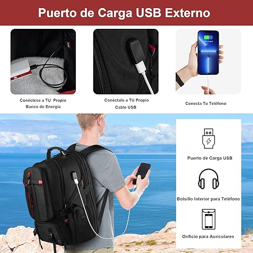 YOREPEK 50L Men's Laptop Backpack, 17 Inch Laptop Backpack with