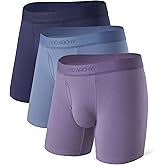 DAVID ARCHY Mens Underwear Breathable Second Skin Soft Modal Boxer Briefs for Men Pack, Wide Waistband No Ride Up