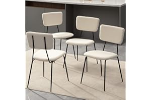 Bacyion Dining Room Chairs Set of 4 - Modern Boucle Fabric Kitchen Chairs, Dining Chairs with Metal Legs for Dining Room, Kitchen, Living Room