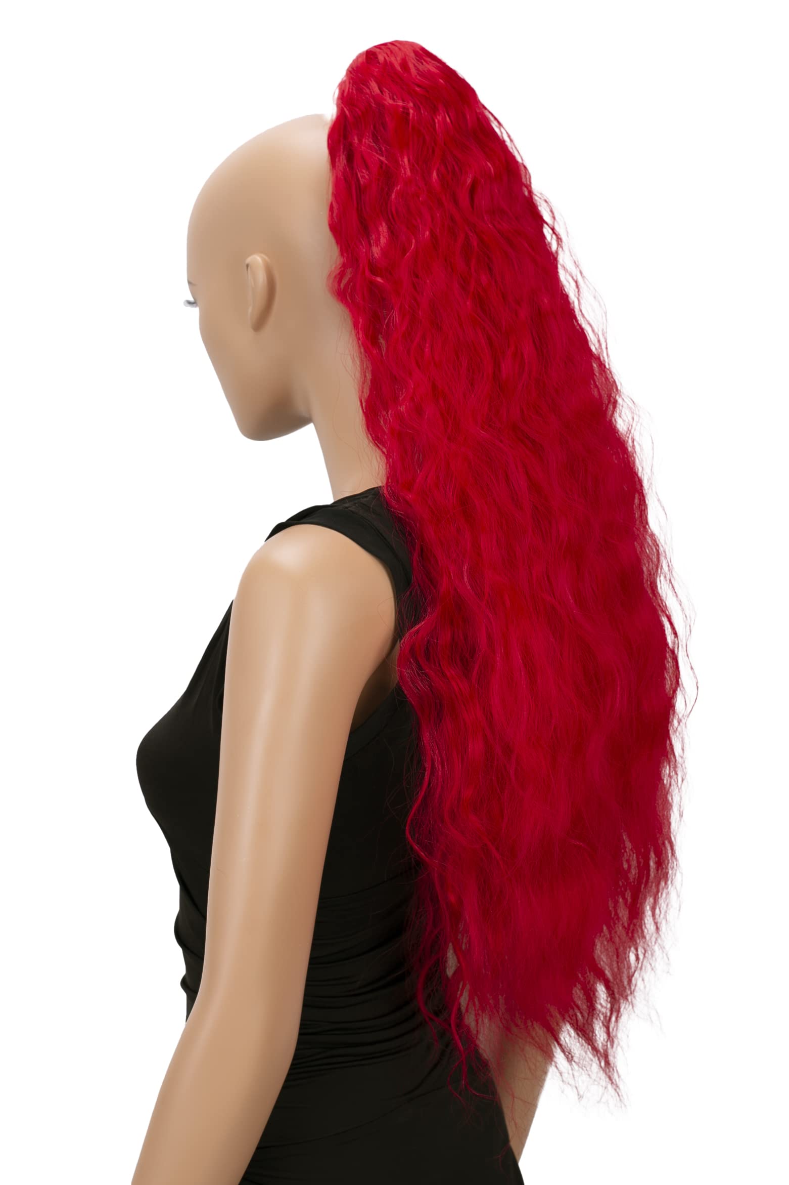 CAISHA 28" Extra Long Voluminous Wavy Ponytail Hairpiece Heat-resistant Synthetic Fibres With Butterfly Clip Red H703