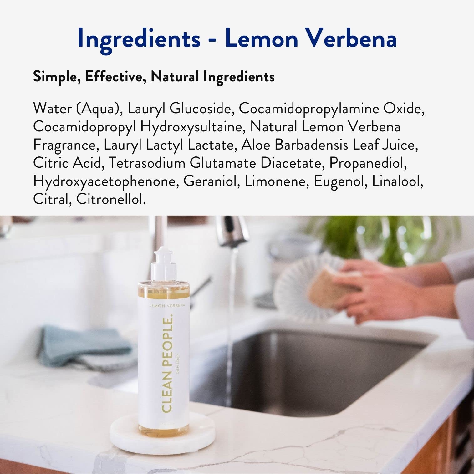 THE CLEAN PEOPLE Liquid Dish Soap - Clean, Simple Ingredients - Extra Scrubbing Power (Lemon Verbena Scent) 12 fl. oz (3 Pack)