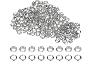 HARFINGTON 200 Set Color Round Grommets 6mm 1/4" Hole Metal Eyelets with Washers for Scrapbooking Shoes Clothes Leather Canva