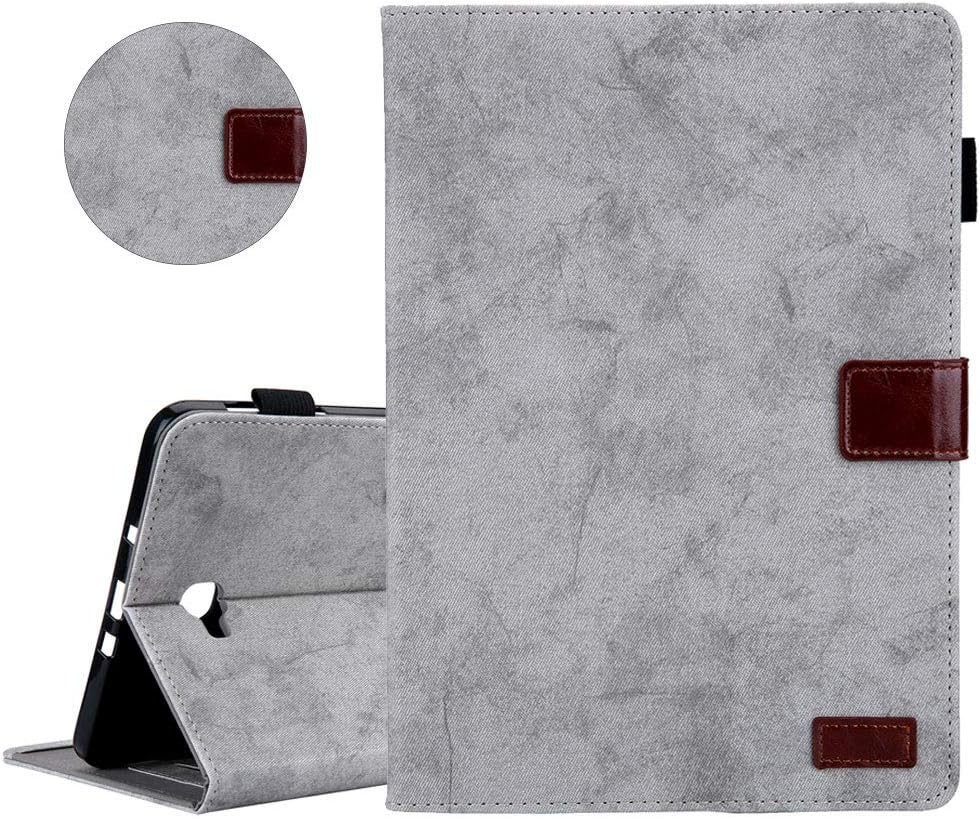 YiCTe Plain Color Business Style Leather Wallet Tablet Case for Samsung Galaxy Tab A 10.1 inch(SM-T580/T585/T587) 2016,with Card Slots Stand Auto Wake/Sleep Smart Protective Cover,Gray