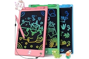 FLUESTON LCD Writing Tablet for Kids,Drawing Tablet for Boys Girls 3 4 5 6 7 8 year, 8.8 Inch 3pcs in 1 Pack Drawing Pad Toy Christmas Gifts for Toddler, Educational Doodle Board Cute Dinosaur Unicorn