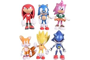AWALVY Sonic Action Figures Toys,Figurines Collection Play Set, Birthday Party Supplies Cake Toppers, Toys 2.75inch (6PCS)