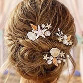 HEREAD Starfish Mermaid Hair Pins Pearl Hair Accessories Sea Shell Hair Pieces for Women and Girls (Pack of 3) (Silver)