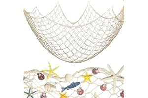ZNBSIXP Fishing Net Decoration 79 x 39 Inch Natural Decorative Fish Net,Fish Netting for Decoration,Birthday Decorations Fishnet Decor,Decorative Fishing Nets for Wedding Beach Party