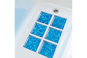 ChezMax 3D Stereoscopic Waves DIY Anti Slip Safety Shower Bath Tub Decal Stickers Bathtub Appliques 6 Pcs 5.9" X 5.9"