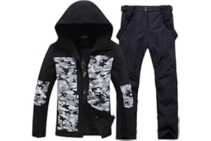 YEEFINE Men's Ski Suit Two Piece Insulated Snowboard Snow Jacket and Pants Set Waterproof Snowsuits Winter Outdoor