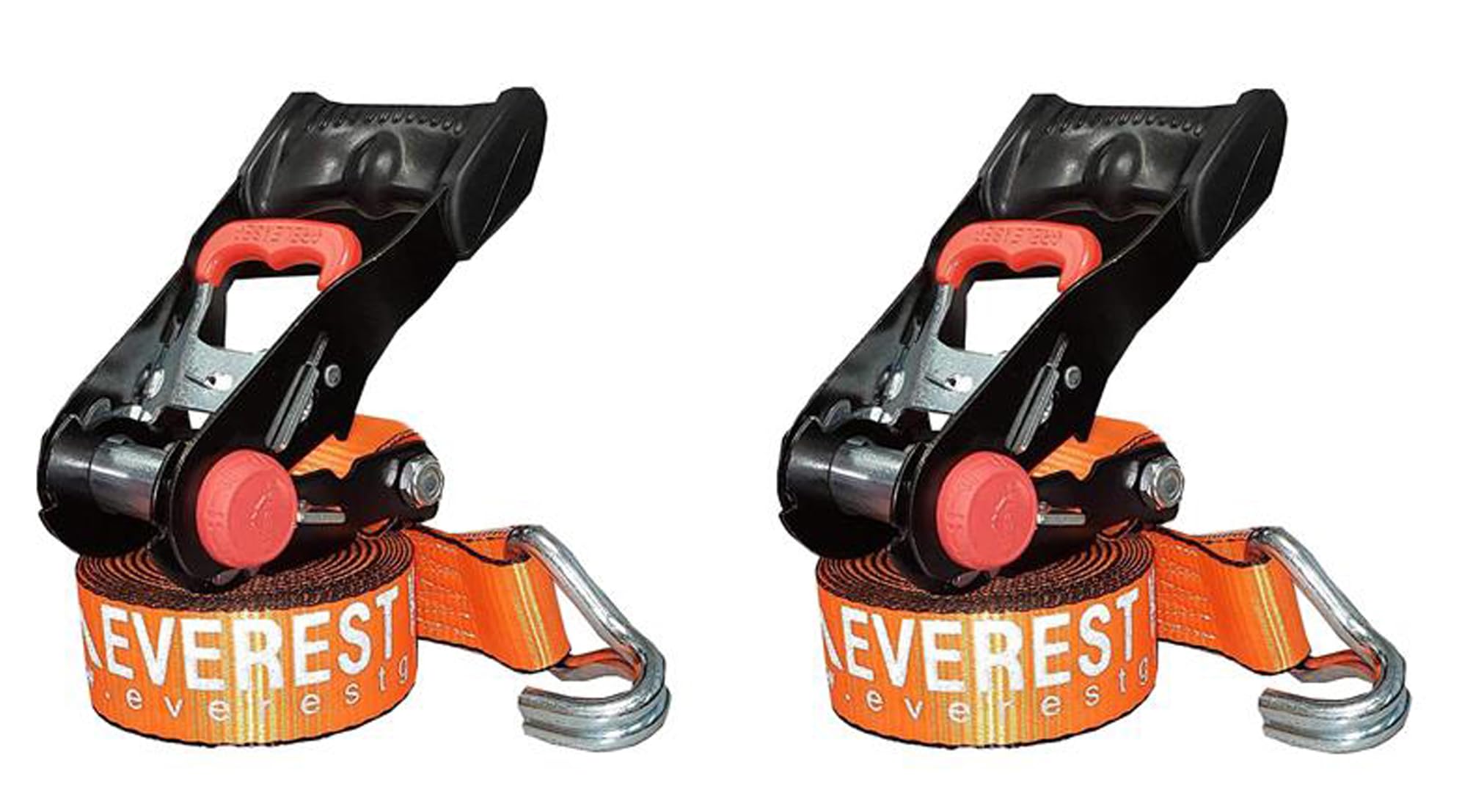 Everest E25151 Ratchet Tie-down Reflective, Vibrant Orange, 1.5" x 15', Set of 2