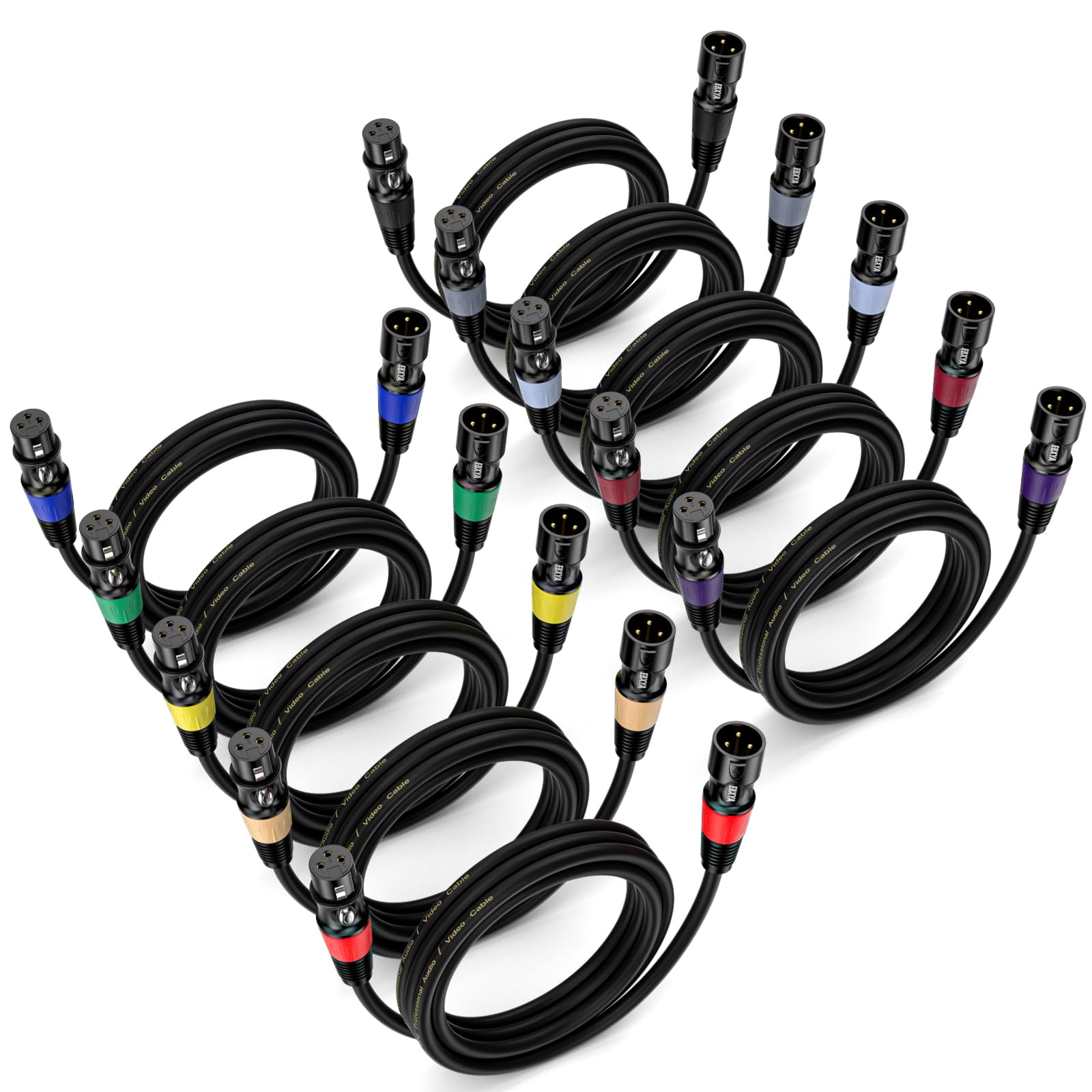 EBXYA XLR Cables 3ft 10 Pack - Standard XLR Male to