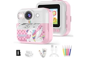 BOFIDAR Instant Print Camera for Kids, 1080P Children Printable Cameras Christmas Birthday Gifts for Girls Age 3-10, Toddler Toy for 3 4 5 6 7 8 9 10 Year Old with 3 Roller Photo Paper (Pink)