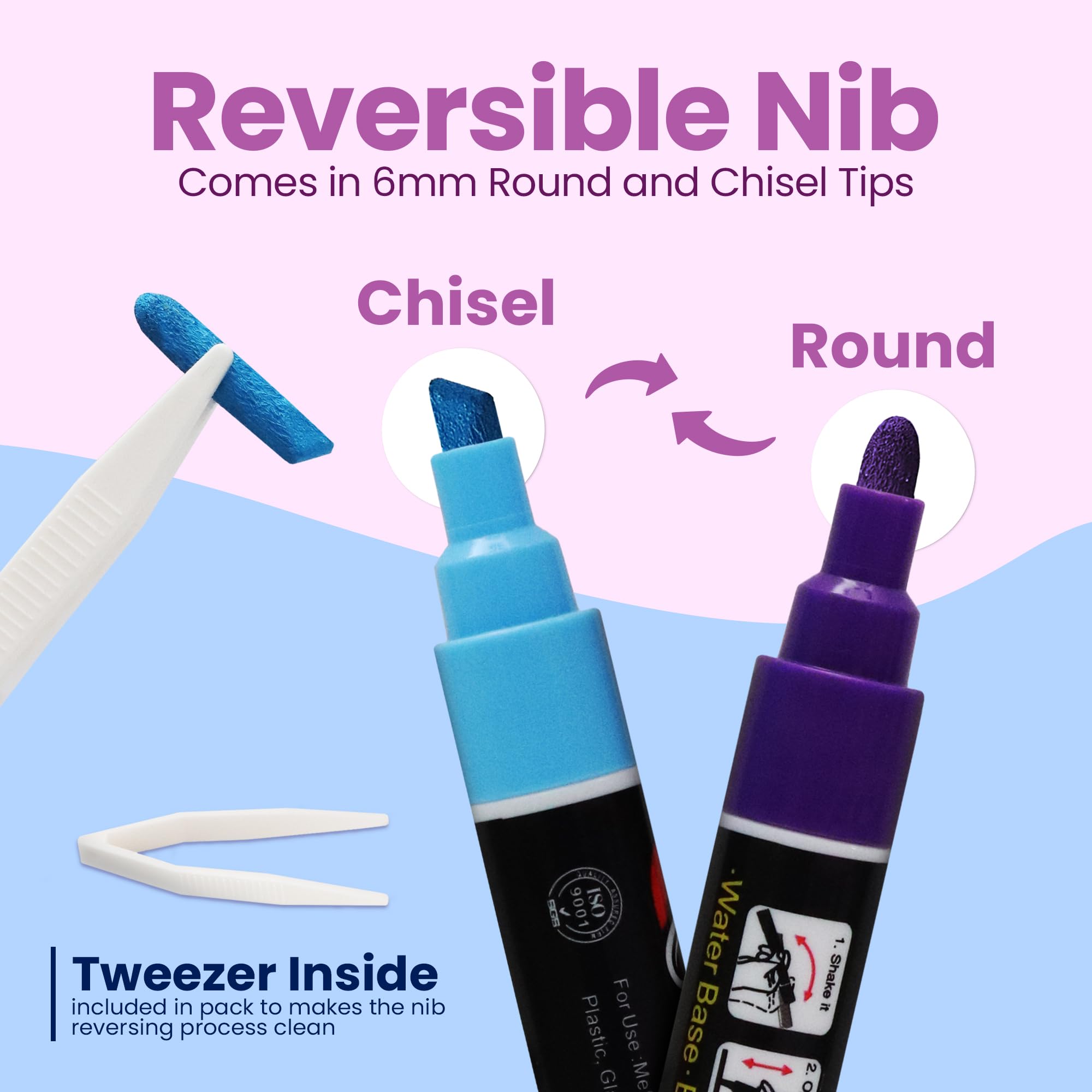 Liquid Chalk Markers - 8 Pack Neon Colors - 6mm Chalk Pens with Reversible Tip for Blackboards, Chalkboards, Glass, and Windows