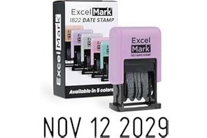 ExcelMark 1822 Self Inking Date Stamp – Perfect for Shipping, Receiving, Expiration and Due Dates (Black Ink, Violet Mount)