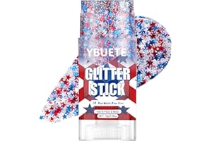 YBUETE 红白蓝星脸身体闪光棒,7 月 4 日闪光,爱国化妆美国国旗配件,适合独立日、阵亡将士纪念日、退伍军人节、成人闪亮化妆