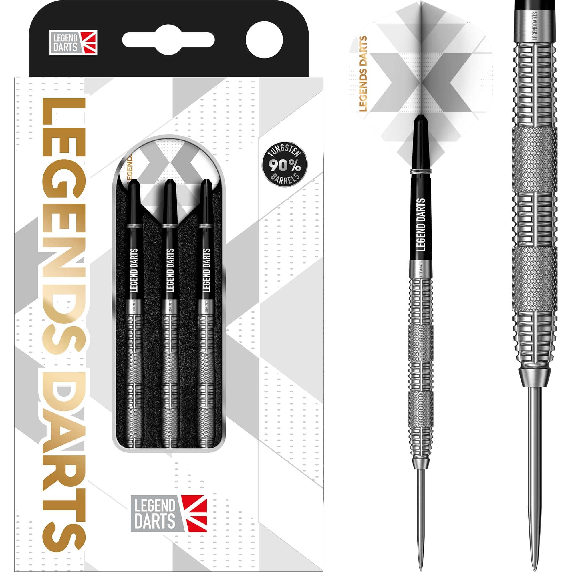 Legend Darts | Steel Tip Darts Set | 90% Tungsten | Pro Series | V30 | Dual Knurl | Multiple Weights Available. (22, Grams)