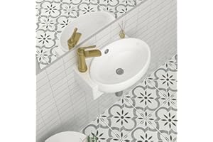 Mocoloo Wall Mounted Bathroom Sink Left Corner Floating Sinks with Faucet Hole 16 Inch White ADA Compliant Ceramic Bathroom Sink Wall Hung Porcelain with Overflow Hole Hand Basin