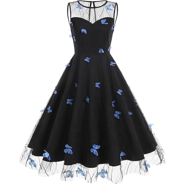 Utopia Floral Embroidered Dress Blue