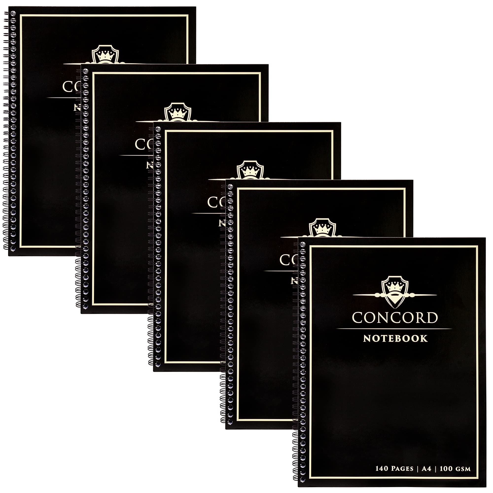 Pukka Pad, Concord 5-Pack A4 Wirebound Jotta Notebook - 140 Pages - Black, 21 x 29.7cm