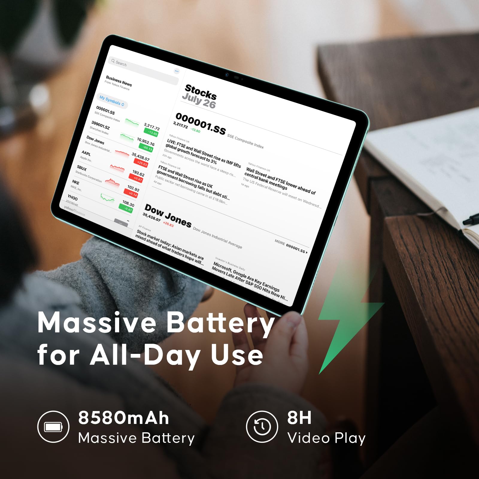 DOOGEE T30 PRO 11 Inch Tablet, 2.5K Android Tablets with 15GB RAM 256GB ROM, Helio G99 Octa-core Gaming Tablet with 8580mAh, 4 Speakers, 20MP Camera, TÜV Low Bluelight, BT5.0, Green