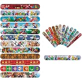 24Pcs Mario Galaxy Slap Bracelets Set, Movie Themed Wristbands, Perfect for Super Bros Birthday Party Favors and Carnival Prizes