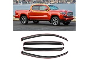 AWVRG in-Channel Window Rain Guards for 2016-2023 Toyota Tacoma Double Cab/Crew Cab, Window Visor Guard Vent Shade Wind Deflector Rain Shield Protector Sun Visor,Outside-Mount, 4 Pieces, 4 Full-Size Door