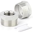 TAISHER 2PCS 304 Stainless Steel Reducer Hex Bushing, 2" NPT Male x 1" NPT Female, Reducing Pipe Adapter Fitting