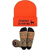 GOAUS Fishing Hunting Camping Gifts Funny Hat and Socks, Gifts for Men Boys Dad Son Husband Boyfriend Grandpa