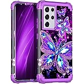 Miqala for Galaxy S21 Ultra 5G Case,Glow in The Dark Three Layer Heavy Duty Shockproof Full Body Protection Hard Plastic Bumper+Soft Silicone Case for Samsung Galaxy S21 Ultra 6.8 inch,Dark