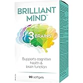 3 Brains Brilliant Mind 90 Softgels, Supports Cognitive Health & Brain Function, Omega-3, Phospholipids & Green Tea Extract, 