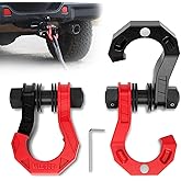 AMBULL 3/4" D Ring Separate Shackles, 52,910lbs Break Strength Easy Open Towing Winch Shackles, Heavy Duty Shackles with 7/8" Screw Pin for Tow Strap Winch Off Road Vehicle Recovery (BlackRed)
