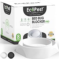 Bed Bug Interceptors - 8 Pack | Bed Bug Blocker (Pro) Interceptor Traps (White) | Eco Friendly Insect Trap for Bed Legs | No 