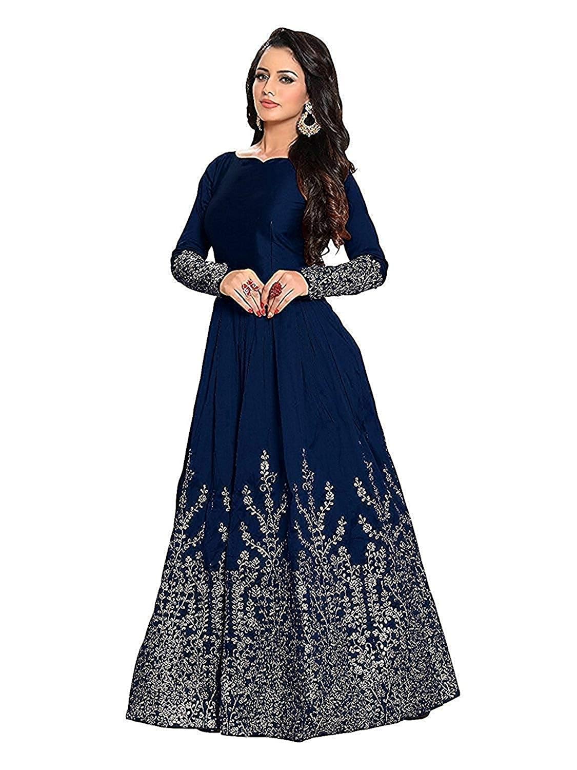 rudra zone women's embroidered semi stitched anarkali gown