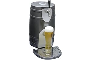 Koolatron 5L Mini Beer Keg Cooler with Dual Taps for Gravity or Pressurized Top Dispensing Kegs, Includes 12V DC and 110V AC Adaptor, Silver