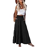 ANRABESS Womens Maxi Skirt Summer Boho Long Flowy Elastic High Waist A-Line Tiered Skirts 2026 Casual Beach Vacation Clothes