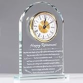 YWHL Retirement Clock Gifts for Women & Men, Best Happy Retirement Glass Plaque for Coworkers Boss, Going Away Retired Gifts for Friends, Farewell Goodbye Presents Ideas
