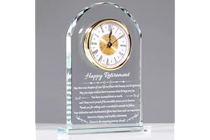 YWHL Retirement Clock Gifts for Women & Men, Best Happy Retirement Glass Plaque for Coworkers Boss, Going Away Retired Gifts for Friends, Farewell Goodbye Presents Ideas