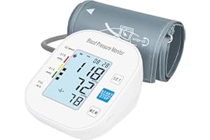 laukum Upgraded Blood Pressure Monitor Upper Arm with Wide Cuff Automatic Digital BP Machine LCD Screen 2x99 Memory Device Bag (Pearly White)