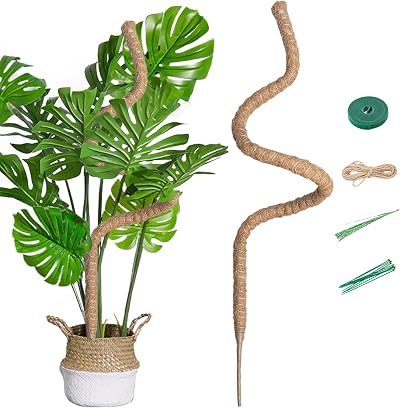 Mcbazel Moss Pole 160CM Bendable Coir Plant Support with Tape & Ties