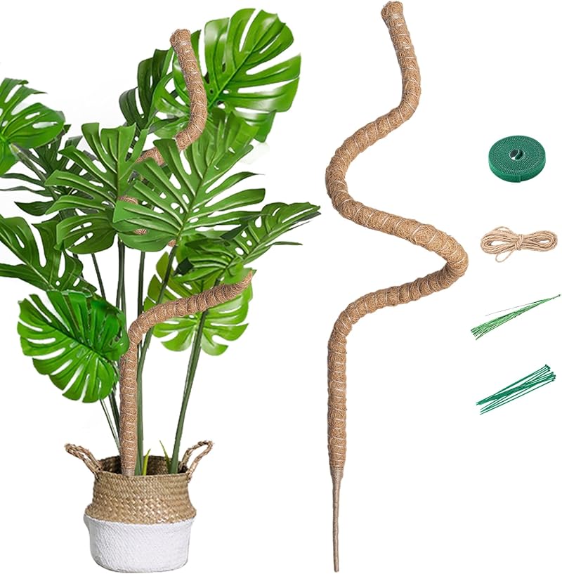 Mcbazel Moss Pole 160CM Bendable Coir Plant Support with Tape & Ties