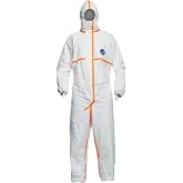 DuPont Tyvek 800 CE-Certified Cat-III Type-3/4/5/6 Chemical Protective Coverall Suit with Sealed Bag, White, X-Large, 1-Pack