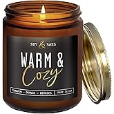 Christmas Candles, Fall Candles, Warm and Cozy' Soy Candle I Berries, Apple & Cinnamon I Infused w/Essential Oils I Warm n Cozy Home Decor I Winter and Holiday Candle I 50Hr Burn I USA Made