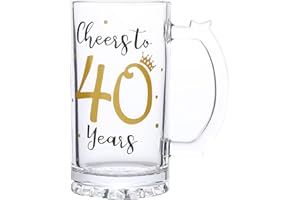 40th Birthday Gift，Men and Women Cheering 40th Birthday Beer Mugs，Cheers to The 40th Anniversary Beer Glass，40th Birthday Par